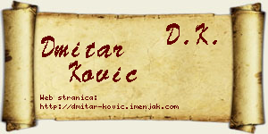 Dmitar Ković vizit kartica
